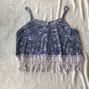Blue patterned crop top